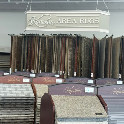 Karastan Area Rugs display inside of flooring showroom